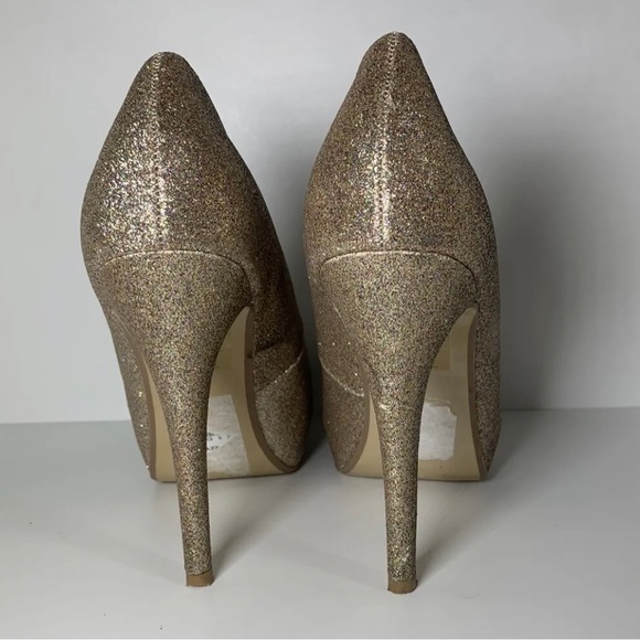 Dorothy Perkins Gold Stiletto Shoes High Heel Court Shoes Sparkly EU39 UK Size 6 - Picture 6 of 9